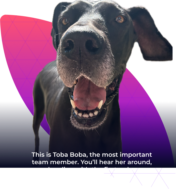 This is Toba Boba, the most important team member. You’ll hear her around, howling with the firetrucks. 