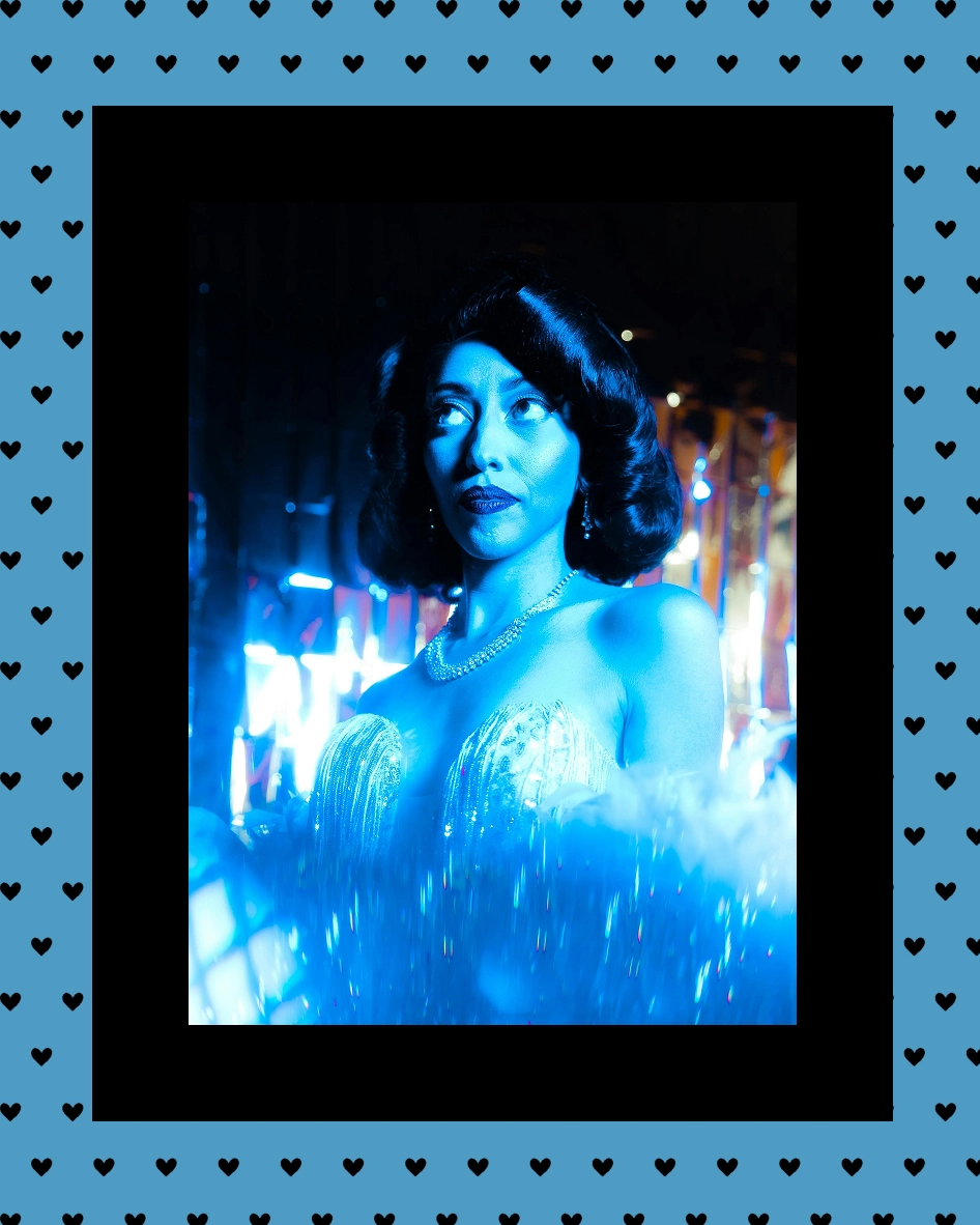 BLVNT poster of showgirl in blue
