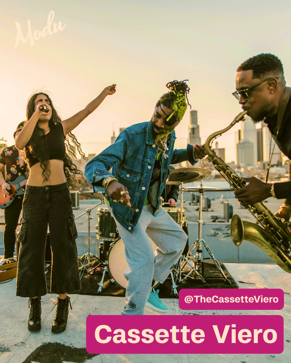 Modu creator example, band performing on rooftop