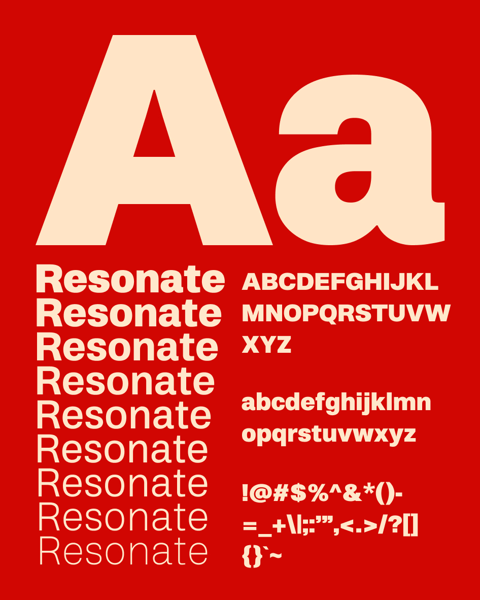 Cream font samples on red background